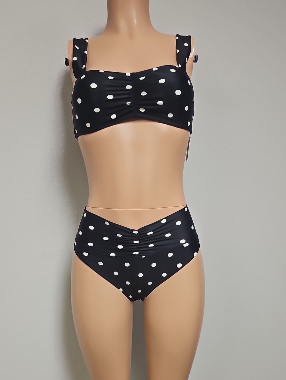aerie Black & White Polka Dot High-Waist Bikini